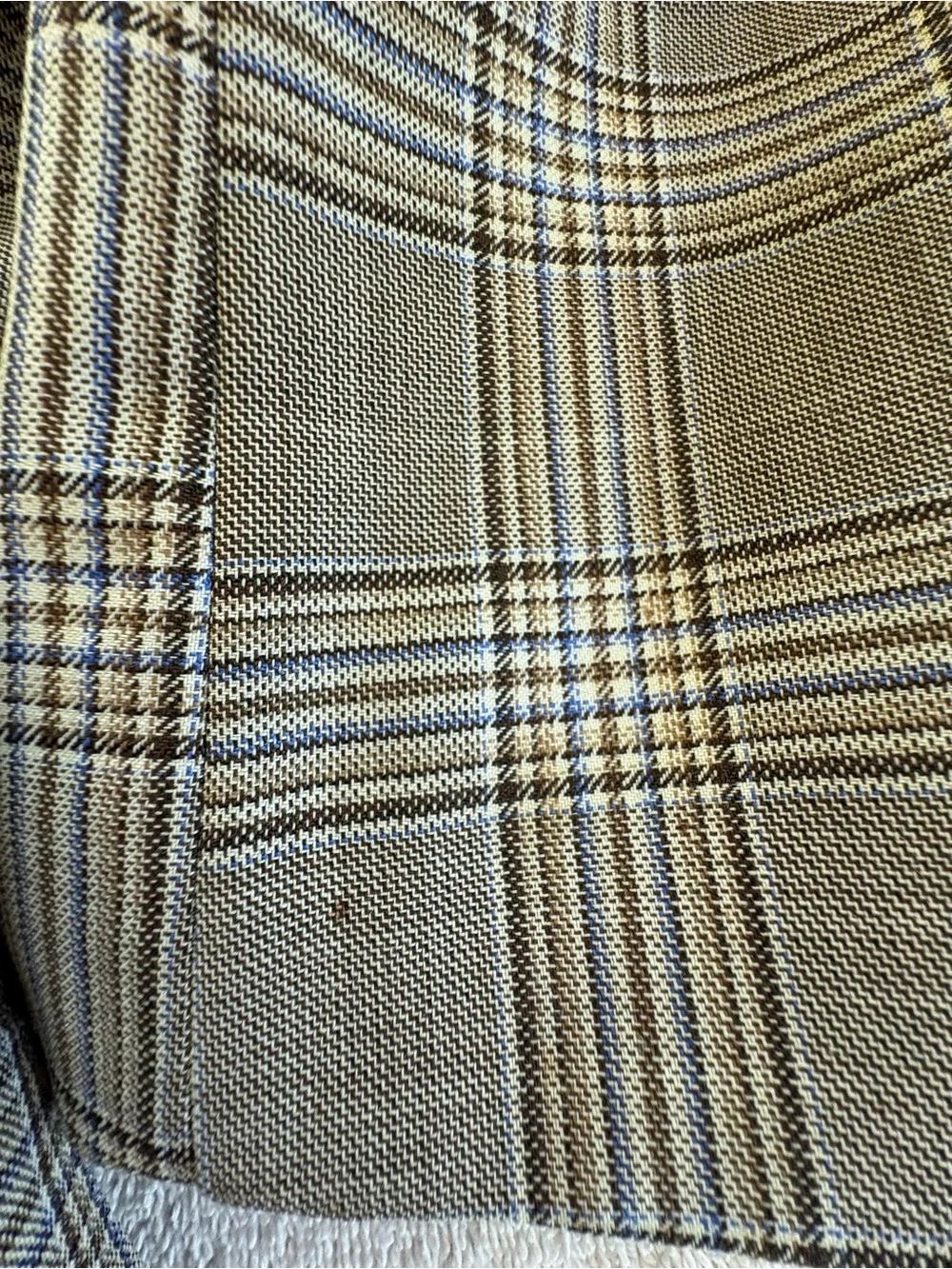Nordstrom Marlane Fairway Brown Blue Glen Plaid Wool Blazer 46L